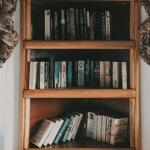 wood bookshelf for spiritual living