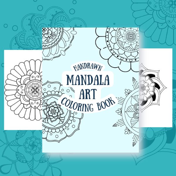 handrawn mandala art coloring book